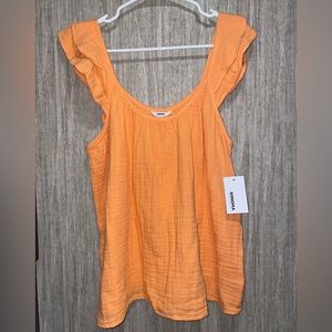 NWT Large Sonoma Relaxed Ruffle Tank Apricot harvest Color 100% Cotton